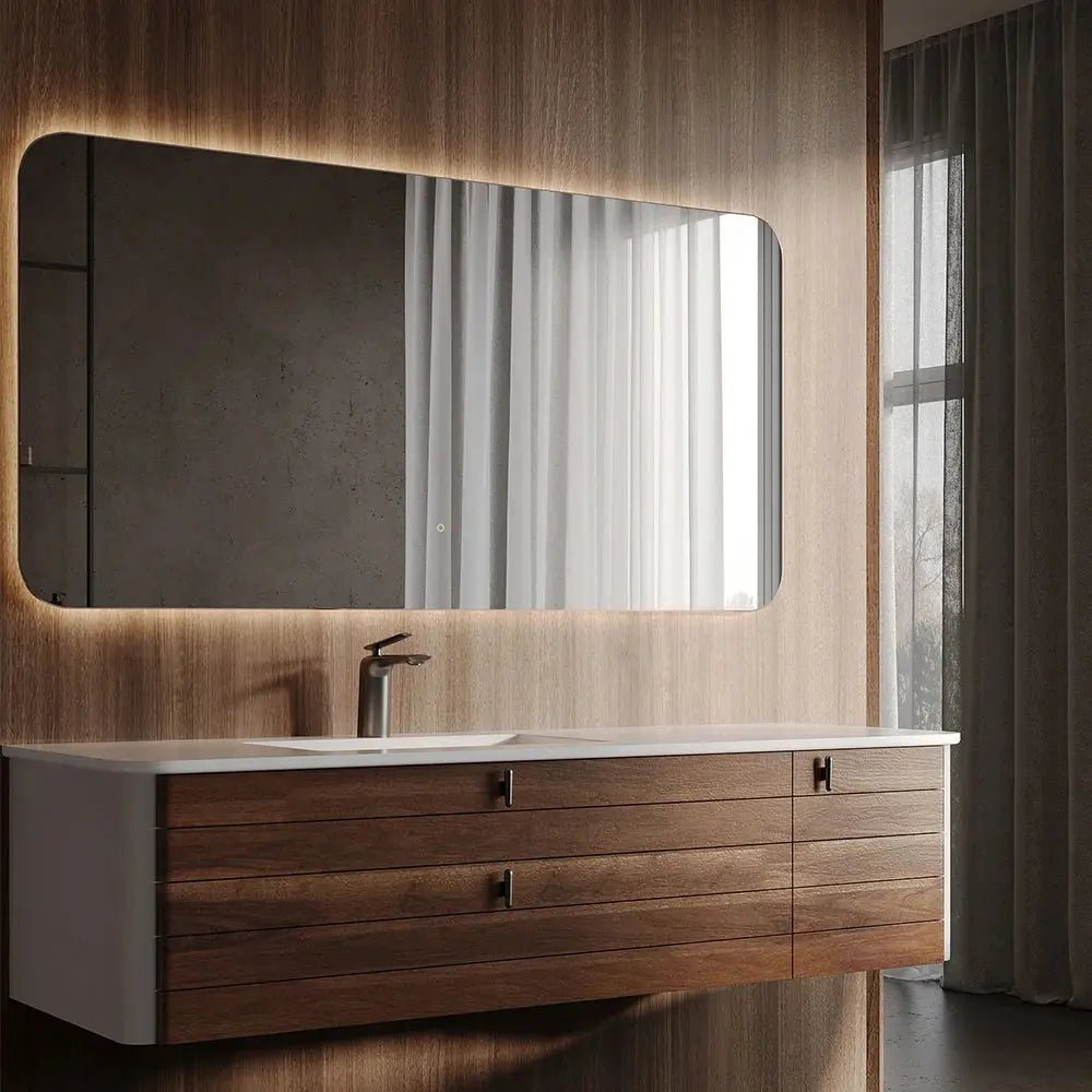 Rectangle LED Bathroom Mirror – Smart Wall - Mounted Makeup Mirror - Rectangle LED Bathroom MirrorBathroomLux