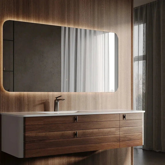 Rectangle LED Bathroom Mirror – Smart Wall - Mounted Makeup Mirror - Rectangle LED Bathroom MirrorBathroomLux