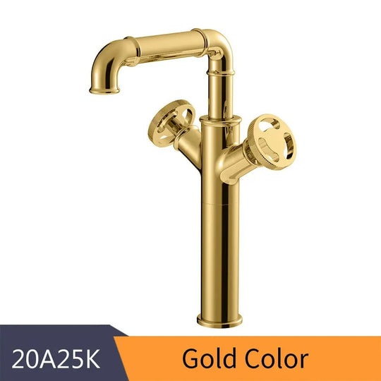 Retro Black Water Mixer Bathroom Faucet Hot and Cold Dual Handles Tall - Retro Bathroom FaucetBathroomLux