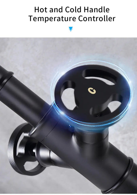 Retro Black Water Mixer Bathroom Faucet Hot and Cold Dual Handles Tall - Retro Bathroom FaucetBathroomLux