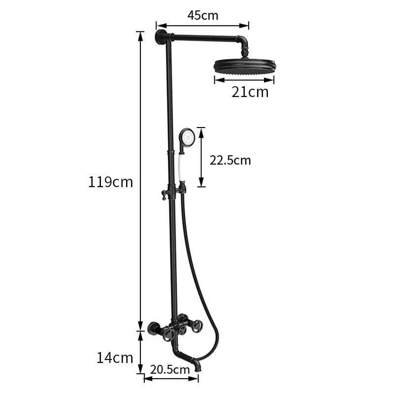 Retro Shower Faucets - Single Handle With Slide Bar - Model 20F06K - Bathroom FaucetBathroomLux