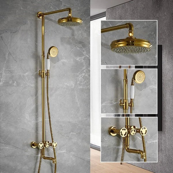 Retro Shower Faucets - Single Handle With Slide Bar - Model 20F06K - Bathroom FaucetBathroomLux