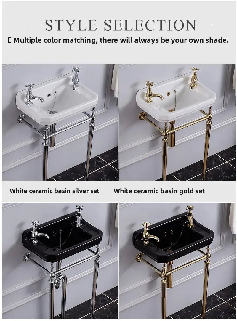 Retro Wall - Hung Cloakroom Bathroom Sink – Ceramic with Double Tap Holes - Vessel Sinks ukBathroomLux