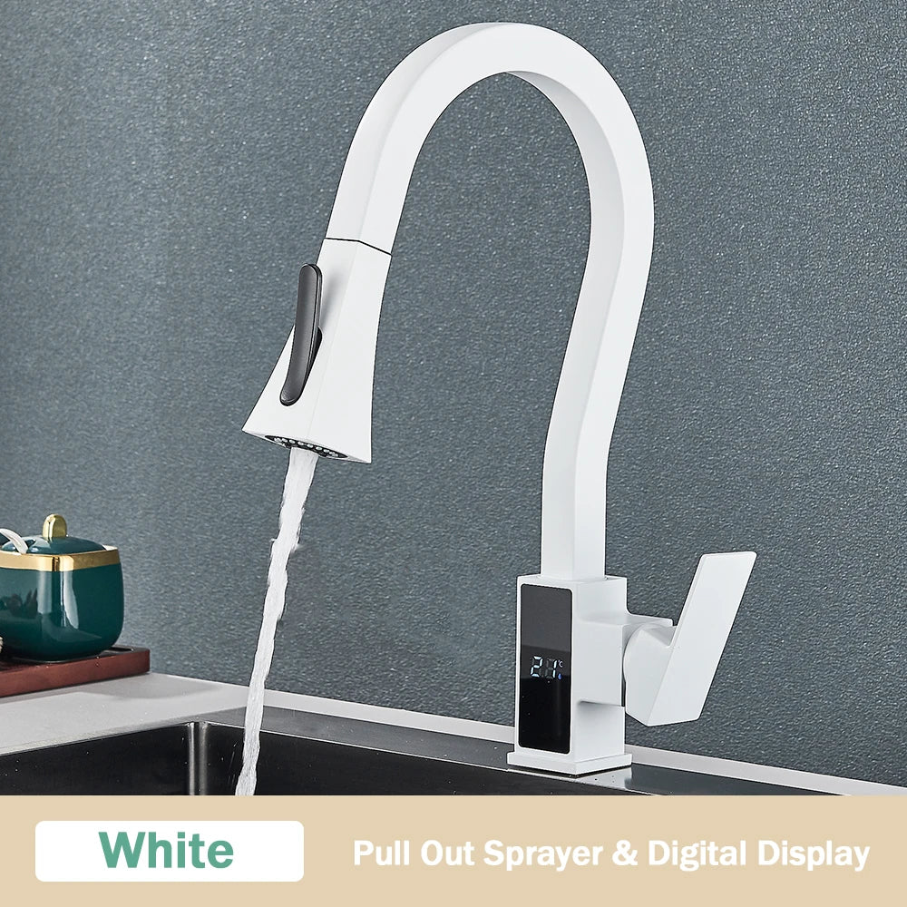 Rose Digital Temperature Display Kitchen Faucet - BathroomLux