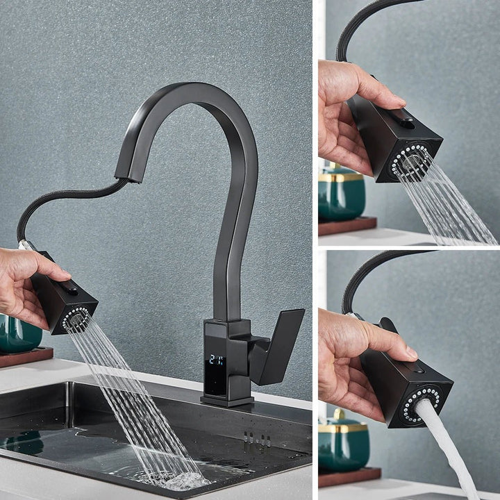 Rose Digital Temperature Display Kitchen Faucet - BathroomLux