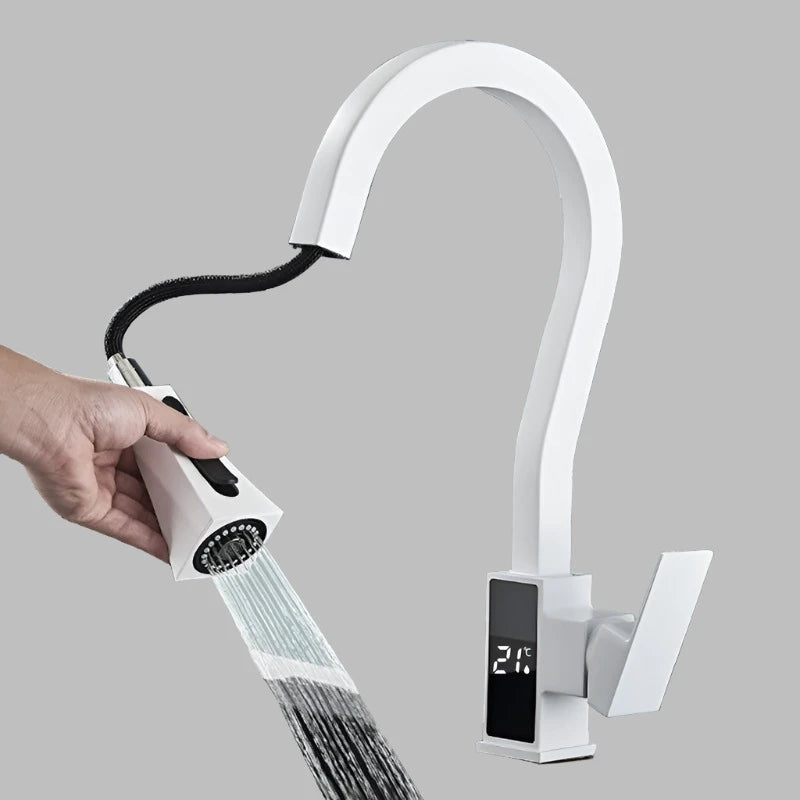 Rose Digital Temperature Display Kitchen Faucet - BathroomLux