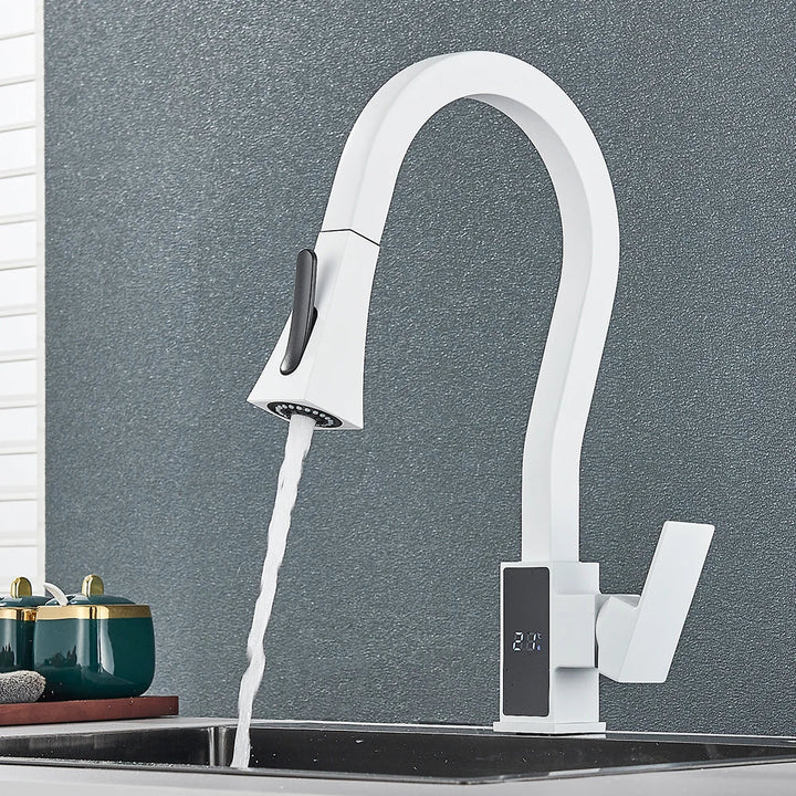 Rose Digital Temperature Display Kitchen Faucet - BathroomLux