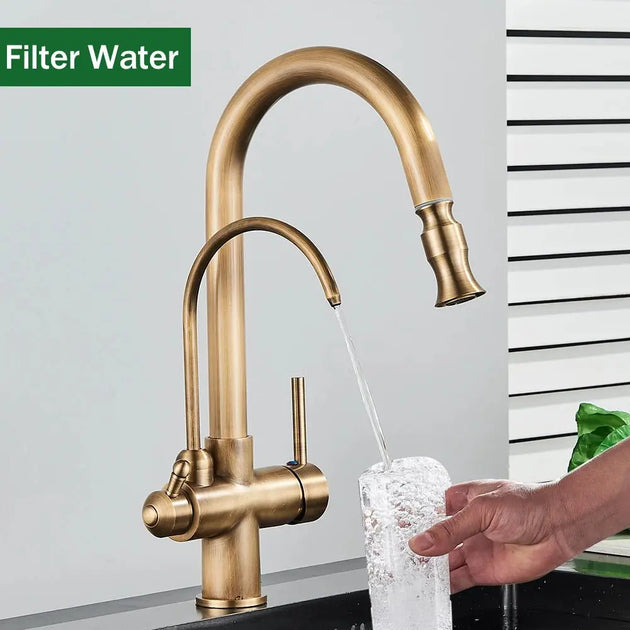 Rose Dual Handle Touch Sensor Filter Water Faucet - BathroomLux