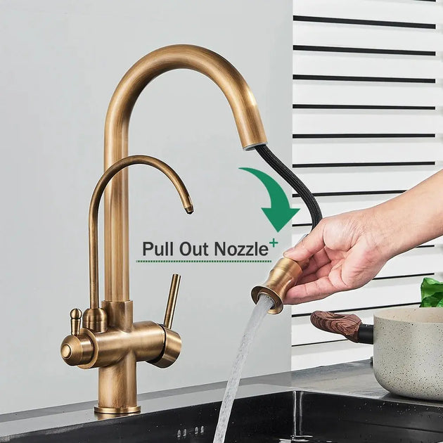 Rose Dual Handle Touch Sensor Filter Water Faucet - BathroomLux