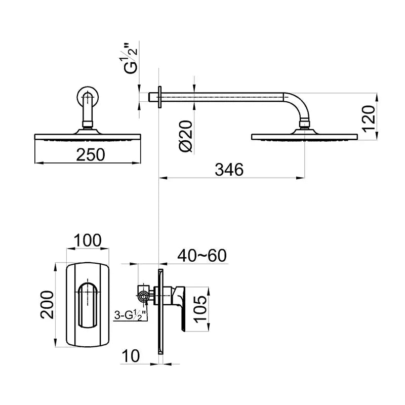 Rose Gold Concealed Rain Shower System with Hand Shower Mixer - Concealed Dual Handles Rainfall Shower Head Combo SetBathroomLux