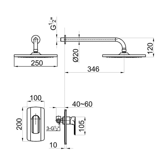 Rose Gold Concealed Rain Shower System with Hand Shower Mixer - Concealed Dual Handles Rainfall Shower Head Combo SetBathroomLux