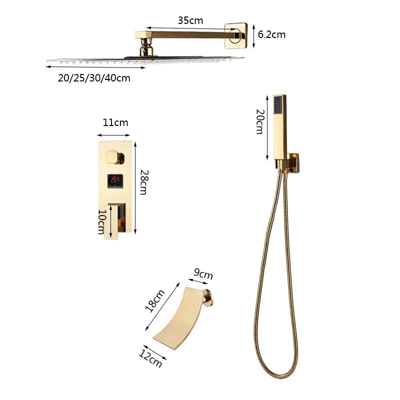 Rose Gold Shower Faucet Digital Display with Tub Spout - BathroomLux