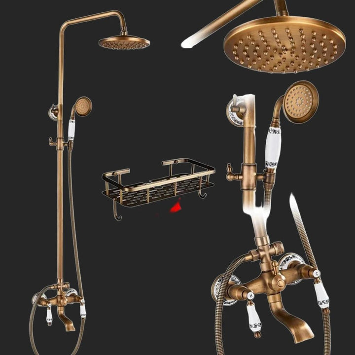 Rose Porcelain Shower kit Swivel Rotate - BathroomLux