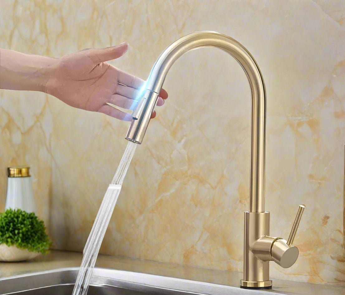 Sensor Smart Touch Kitchen Faucet – Hot & Cold Mixer with Pull Down Spout - 2 - Way Smart Touch Pull Down Kitchen FaucetBathroomLux