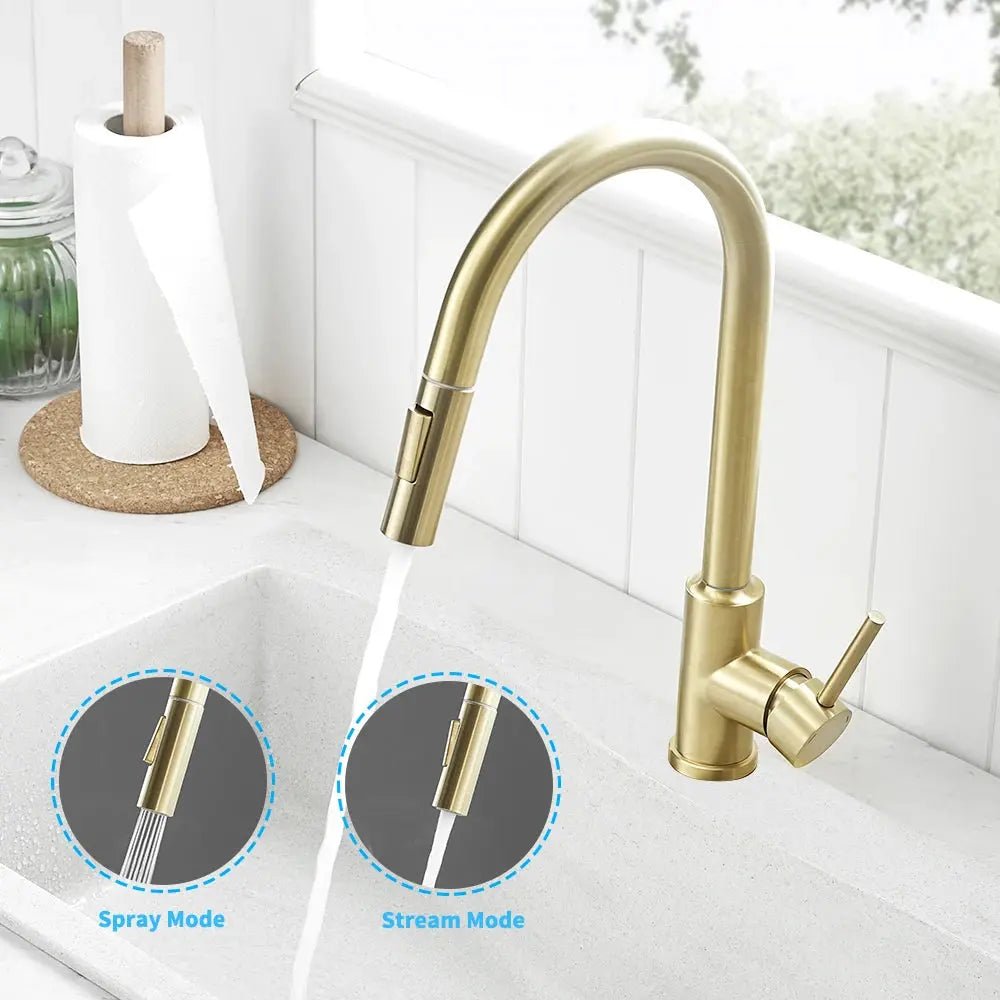 Sensor Smart Touch Kitchen Faucet – Hot & Cold Mixer with Pull Down Spout - 2 - Way Smart Touch Pull Down Kitchen FaucetBathroomLux
