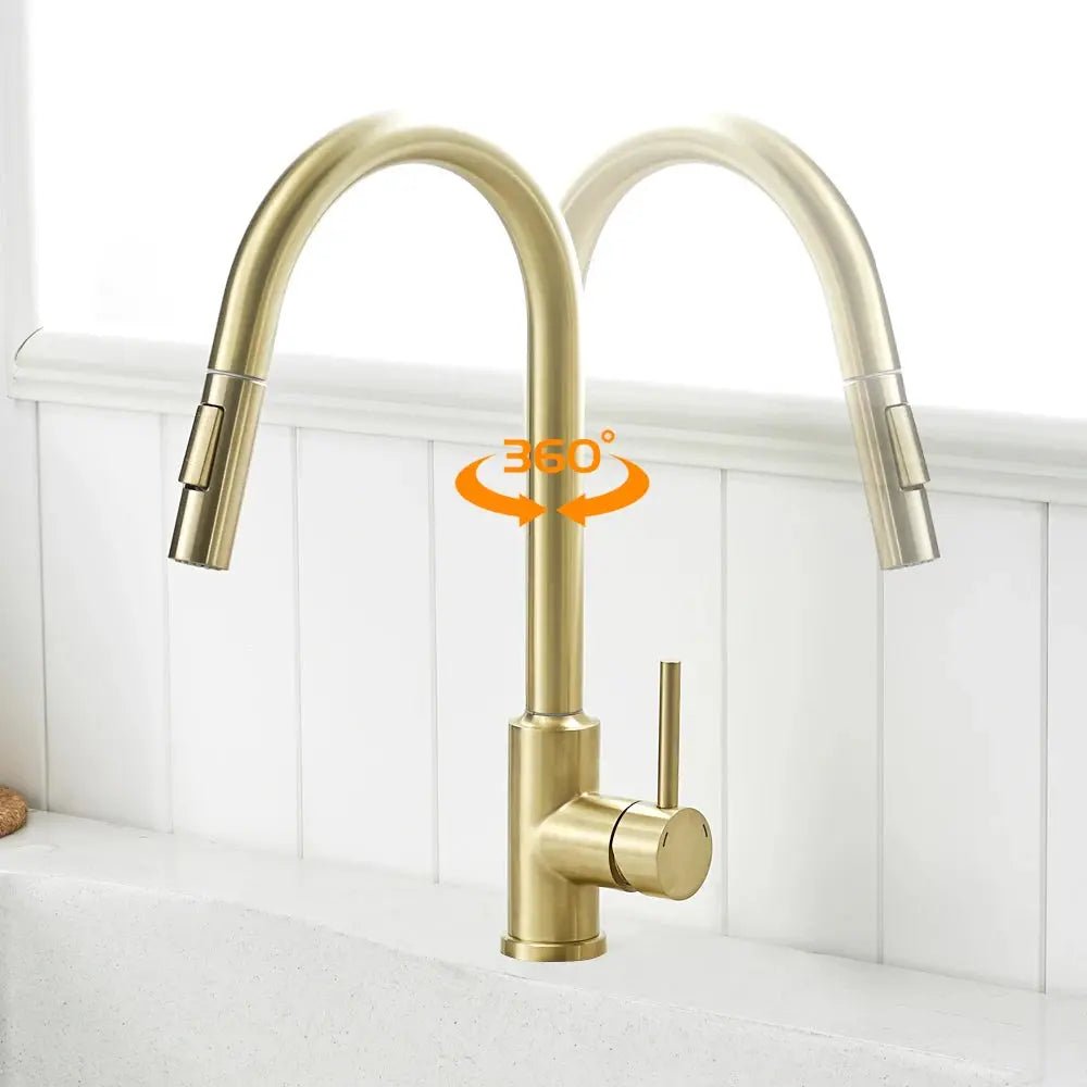 Sensor Smart Touch Kitchen Faucet – Hot & Cold Mixer with Pull Down Spout - 2 - Way Smart Touch Pull Down Kitchen FaucetBathroomLux