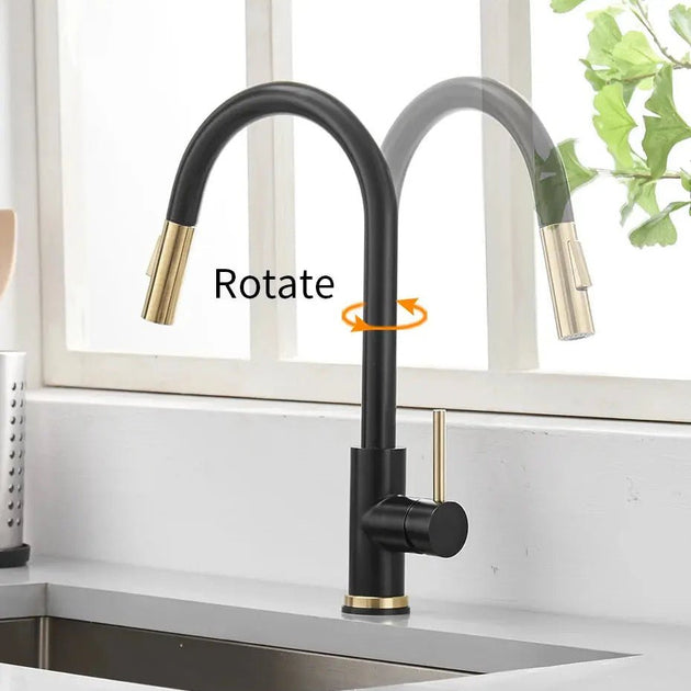 Sensor Smart Touch Kitchen Faucet – Hot & Cold Mixer with Pull Down Spout - 2 - Way Smart Touch Pull Down Kitchen FaucetBathroomLux