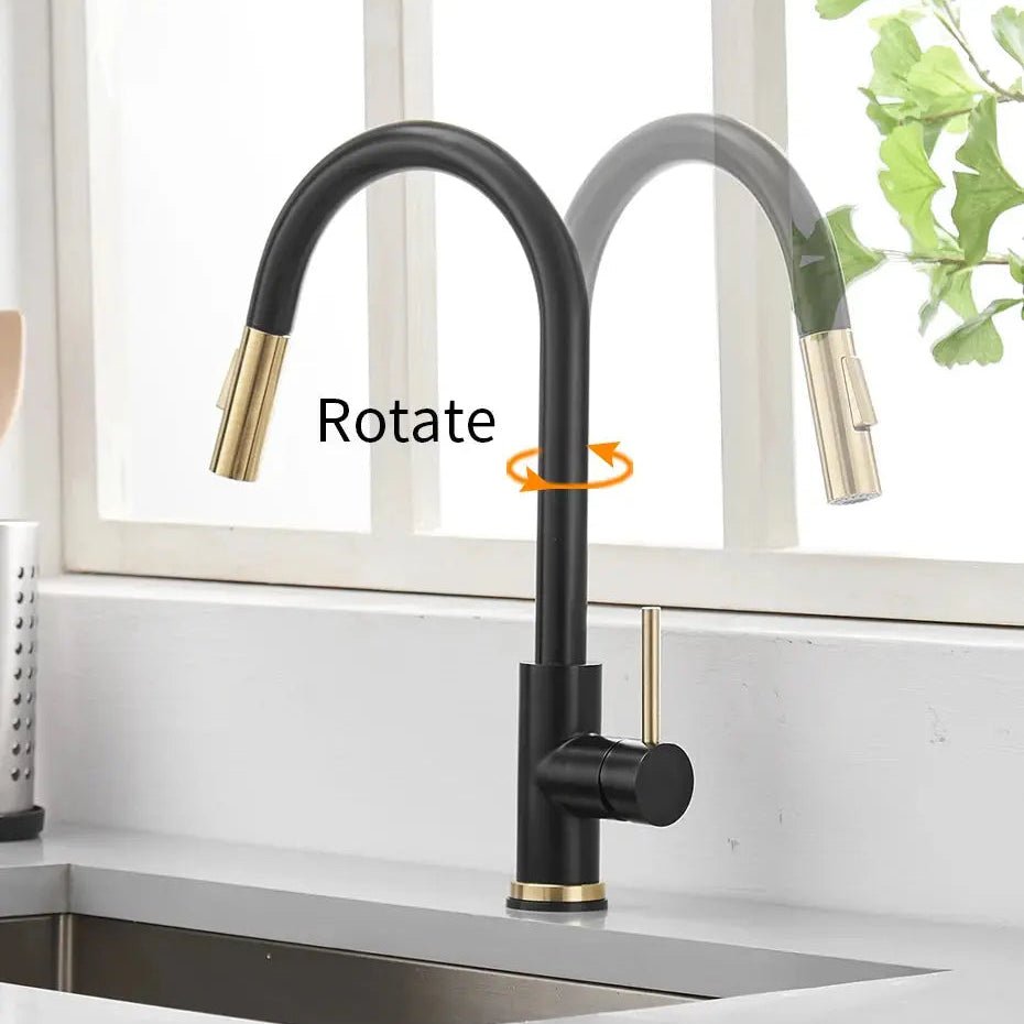Sensor Smart Touch Kitchen Faucet – Hot & Cold Mixer with Pull Down Spout - 2 - Way Smart Touch Pull Down Kitchen FaucetBathroomLux
