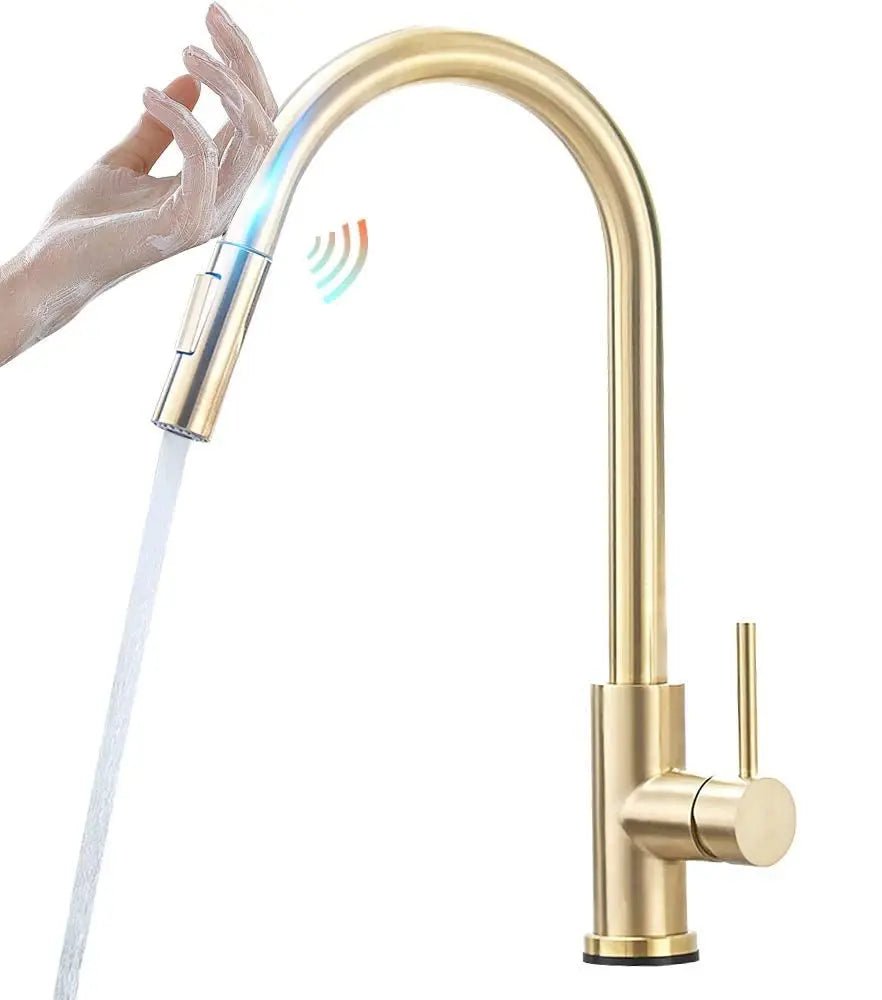 Sensor Smart Touch Kitchen Faucet – Hot & Cold Mixer with Pull Down Spout - 2 - Way Smart Touch Pull Down Kitchen FaucetBathroomLux