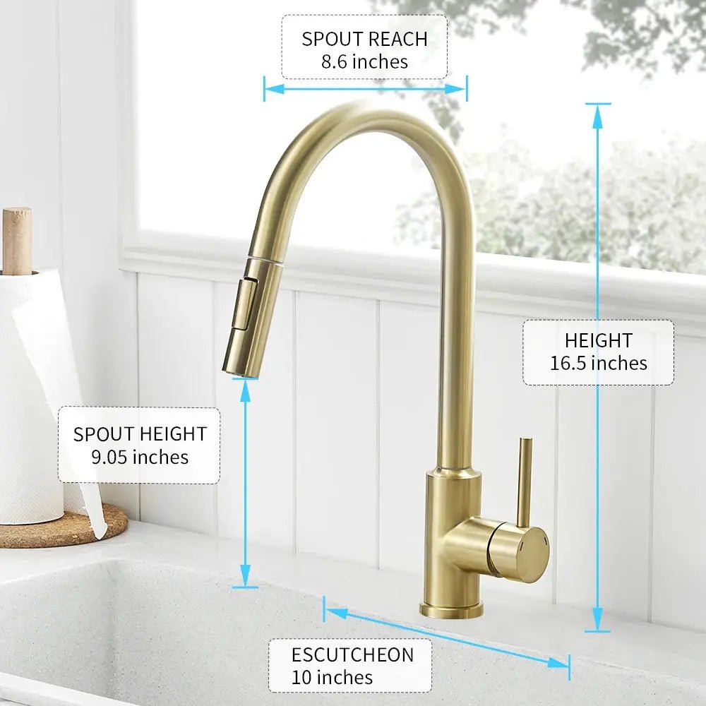 Sensor Smart Touch Kitchen Faucet – Hot & Cold Mixer with Pull Down Spout - 2 - Way Smart Touch Pull Down Kitchen FaucetBathroomLux
