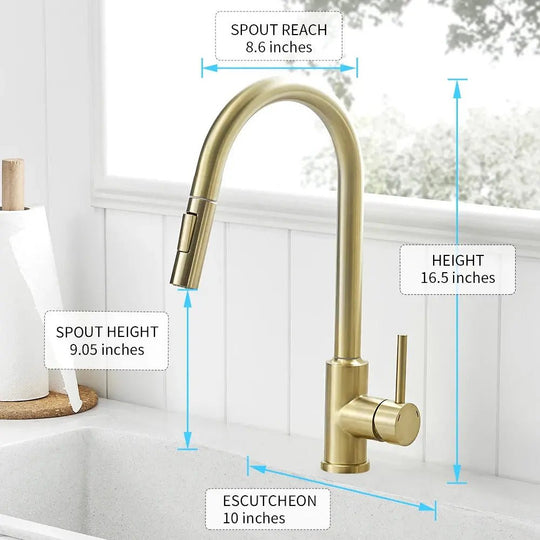 Sensor Smart Touch Kitchen Faucet – Hot & Cold Mixer with Pull Down Spout - 2 - Way Smart Touch Pull Down Kitchen FaucetBathroomLux