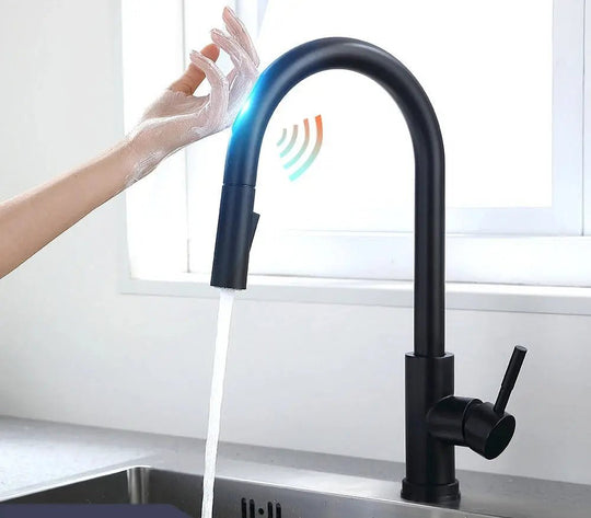 Sensor Smart Touch Kitchen Faucet – Hot & Cold Mixer with Pull Down Spout - 2 - Way Smart Touch Pull Down Kitchen FaucetBathroomLux