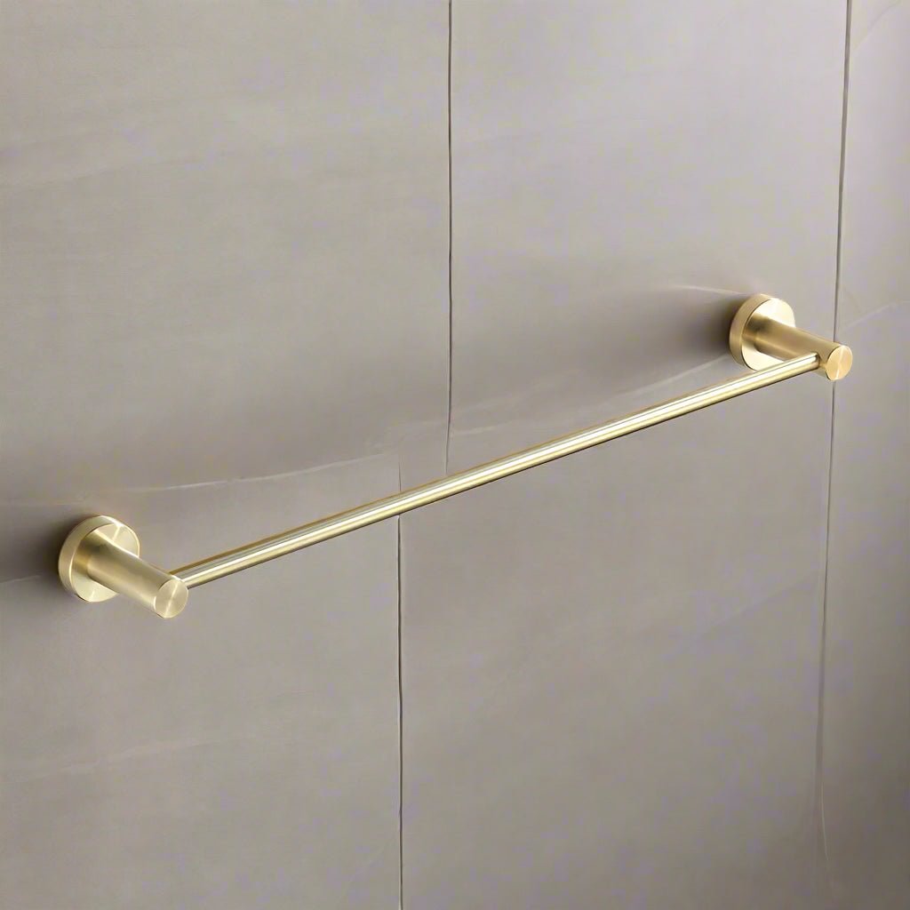 Single Towel Bar Brushed Gold Stainless Steel Towel Holder Rack - Towel RacksBathroomLux