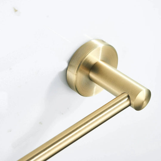 Single Towel Bar Brushed Gold Stainless Steel Towel Holder Rack - Towel RacksBathroomLux