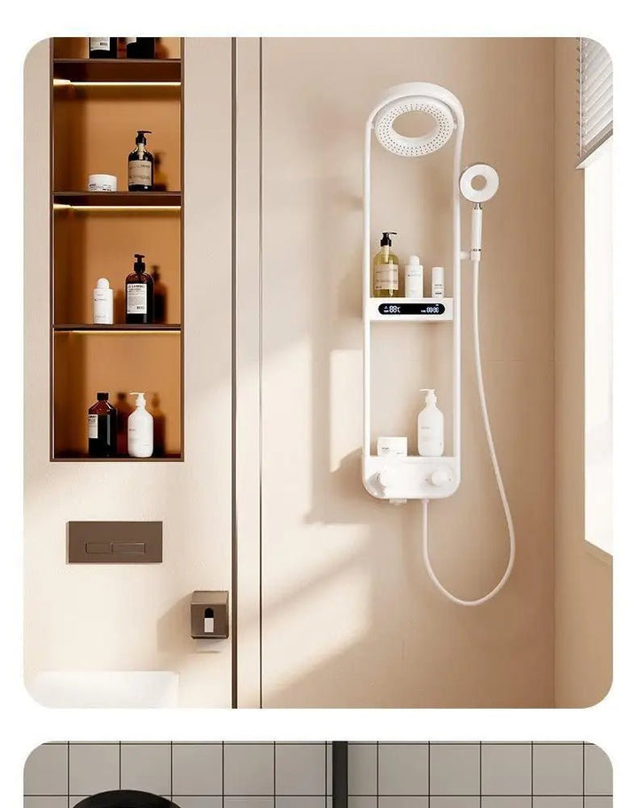 Smart 360° Thermostatic Shower System with LED Display - Convenient Shelf - bathroom, showers, thermostaticBathroomLux