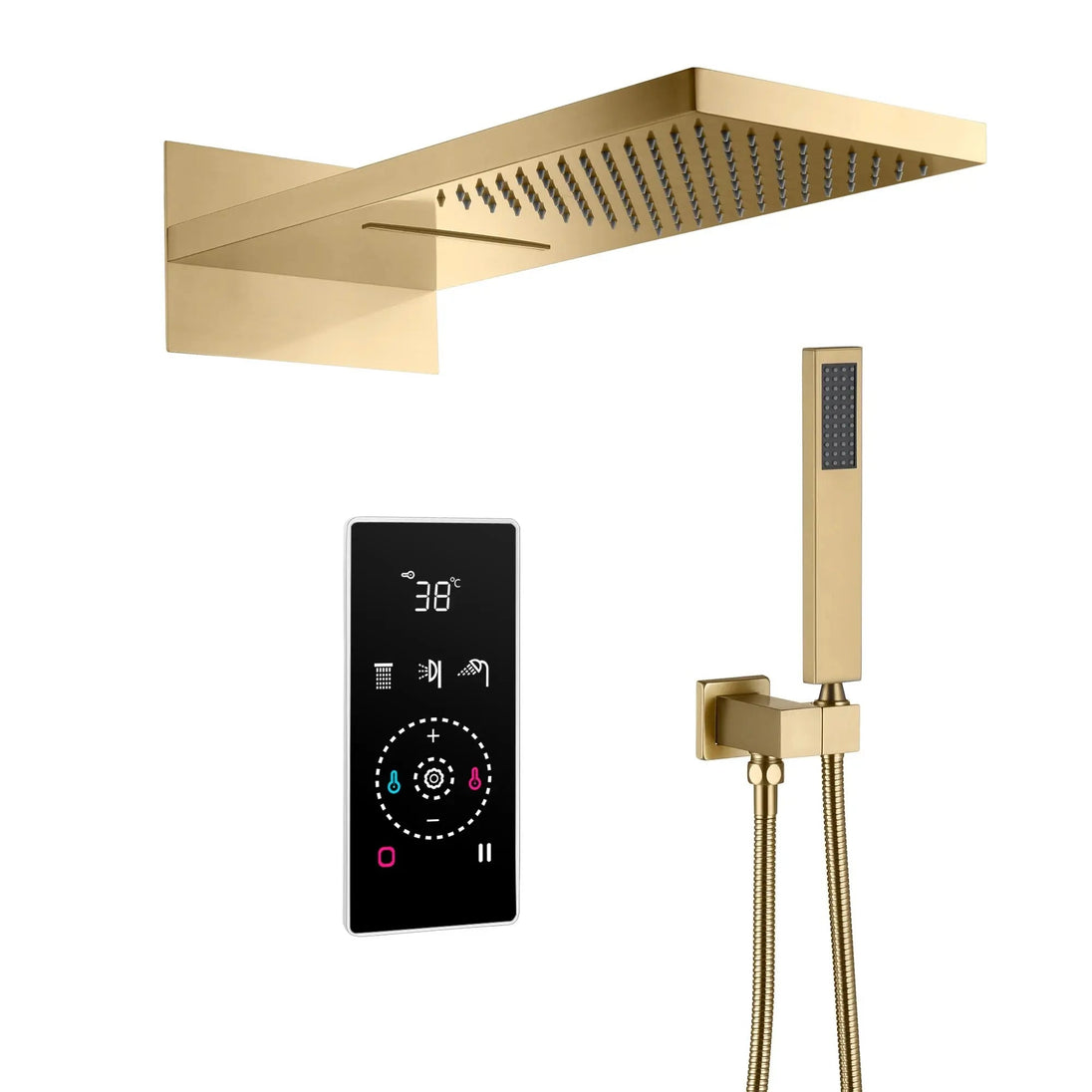 Smart Steam Shower – Multi - Color LED Rain & Waterfall Spray Music & Temp Control | Wall - Mounted Design - bathroom faucet with led lightsBathroomLux