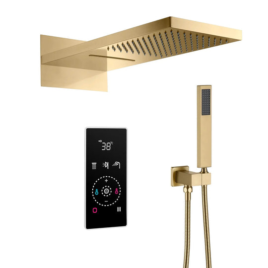 Smart Steam Shower – Multi - Color LED Rain & Waterfall Spray Music & Temp Control | Wall - Mounted Design - bathroom faucet with led lightsBathroomLux