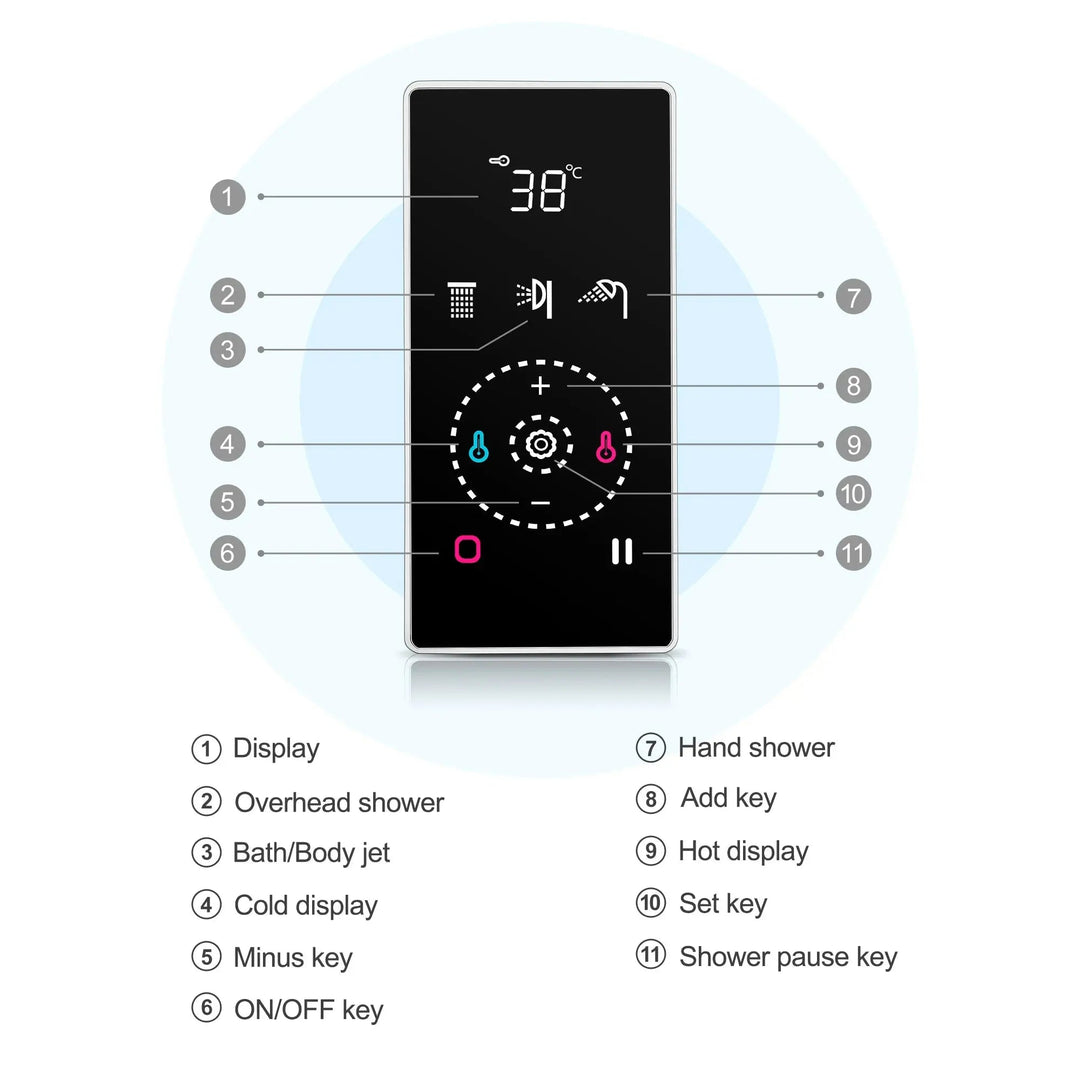 Smart Steam Shower – Multi - Color LED Rain & Waterfall Spray Music & Temp Control | Wall - Mounted Design - bathroom faucet with led lightsBathroomLux
