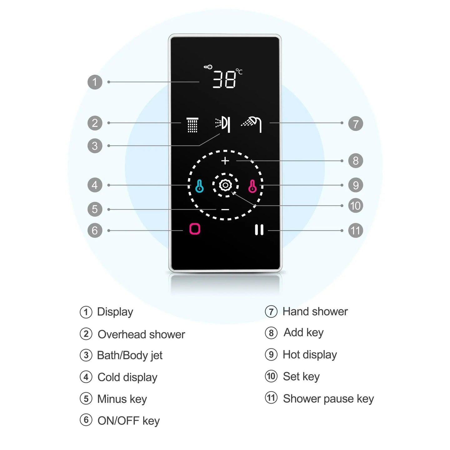 Smart Steam Shower – Multi - Color LED Rain & Waterfall Spray Music & Temp Control | Wall - Mounted Design - bathroom faucet with led lightsBathroomLux