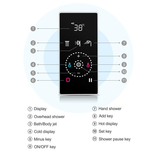 Smart Steam Shower – Multi - Color LED Rain & Waterfall Spray Music & Temp Control | Wall - Mounted Design - bathroom faucet with led lightsBathroomLux