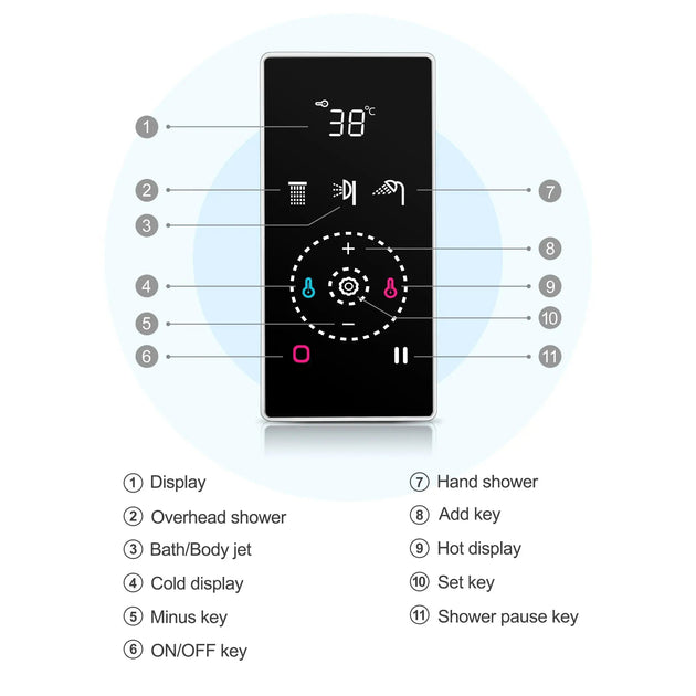 Smart Steam Shower – Multi - Color LED Rain & Waterfall Spray Music & Temp Control | Wall - Mounted Design - bathroom faucet with led lightsBathroomLux