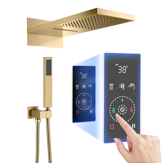 Smart Steam Shower – Multi - Color LED Rain & Waterfall Spray Music & Temp Control | Wall - Mounted Design - bathroom faucet with led lightsBathroomLux