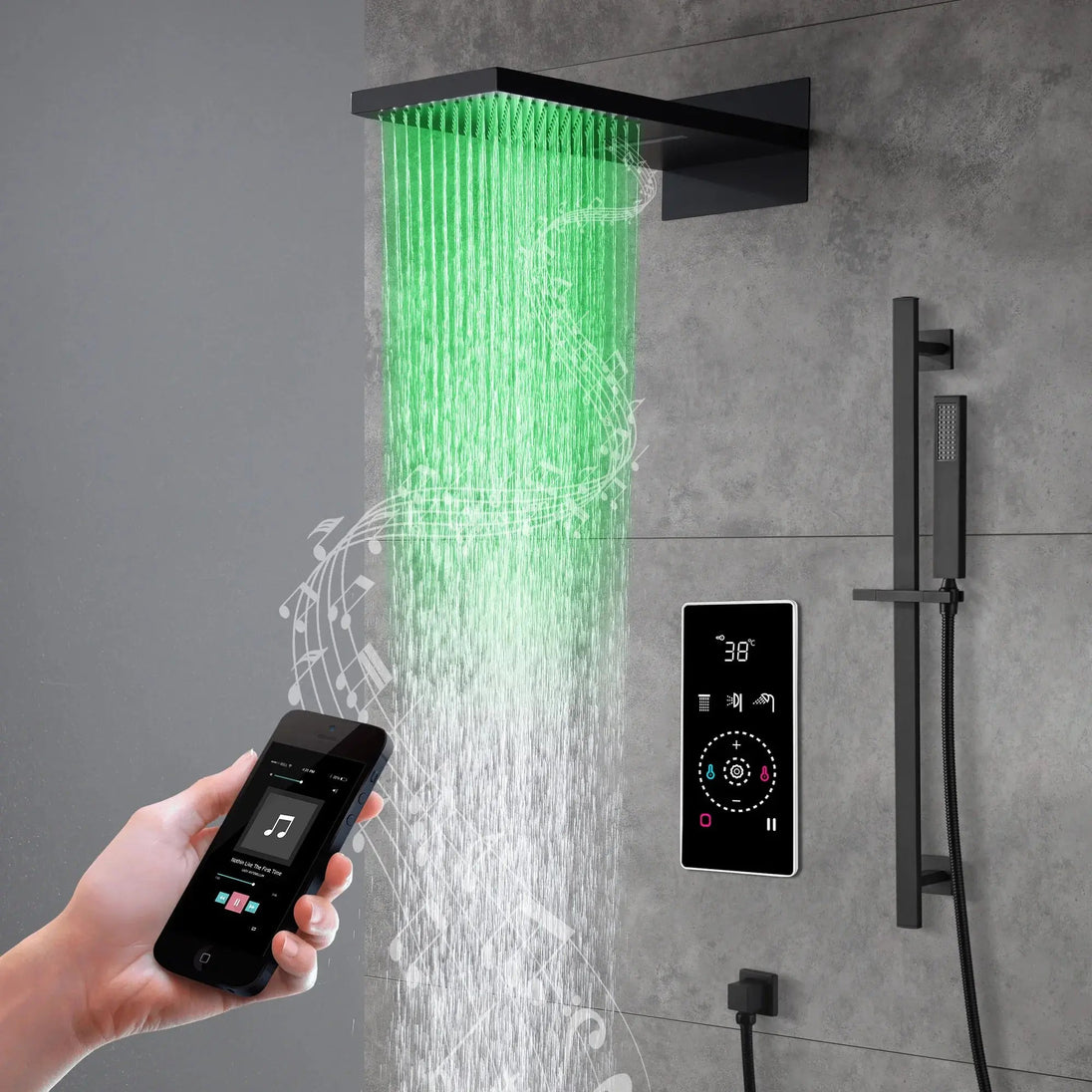 Smart Steam Shower – Multi - Color, Music & Temperature Control | Modern Bathroom Tech - bathroom faucet with led lightsBathroomLux