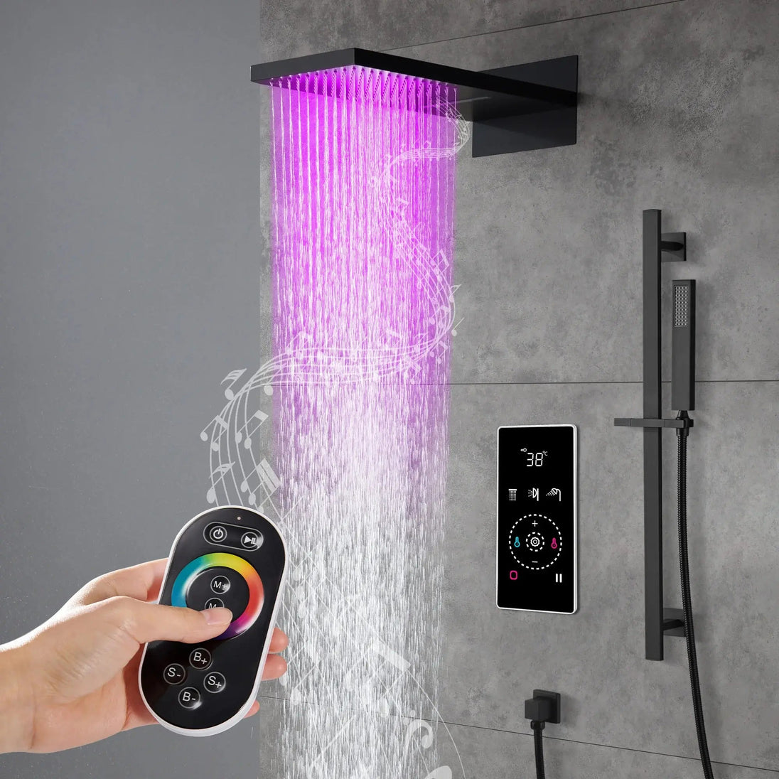 Smart Steam Shower – Multi - Color, Music & Temperature Control | Modern Bathroom Tech - bathroom faucet with led lightsBathroomLux