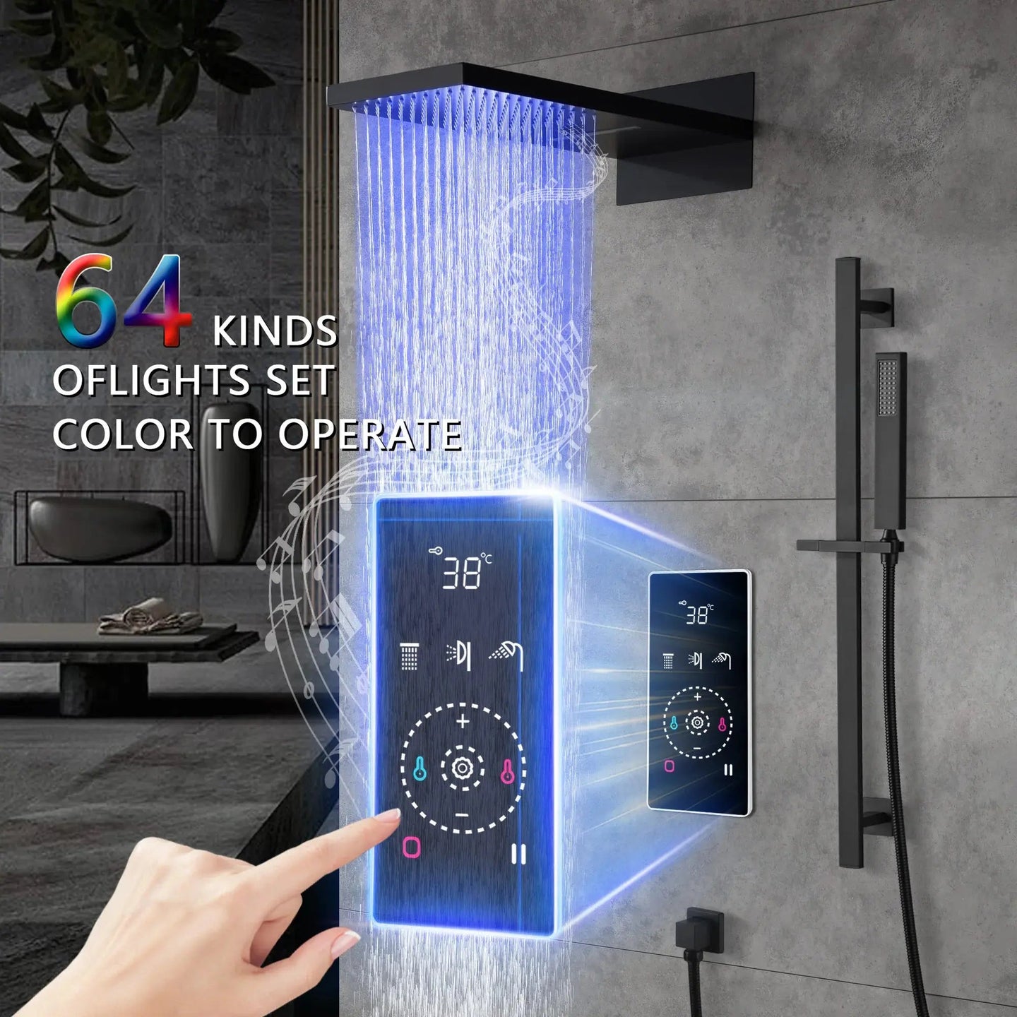 Smart Steam Shower – Multi - Color, Music & Temperature Control | Modern Bathroom Tech - bathroom faucet with led lightsBathroomLux