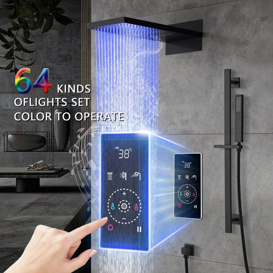 Smart Steam Shower – Multi - Color, Music & Temperature Control | Modern Bathroom Tech - bathroom faucet with led lightsBathroomLux