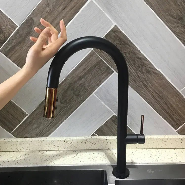 Smart Touch Kitchen Tap – Black Plated Solid Brass Mixer with Sensor Control - Smart Touch Kitchen TapBathroomLux