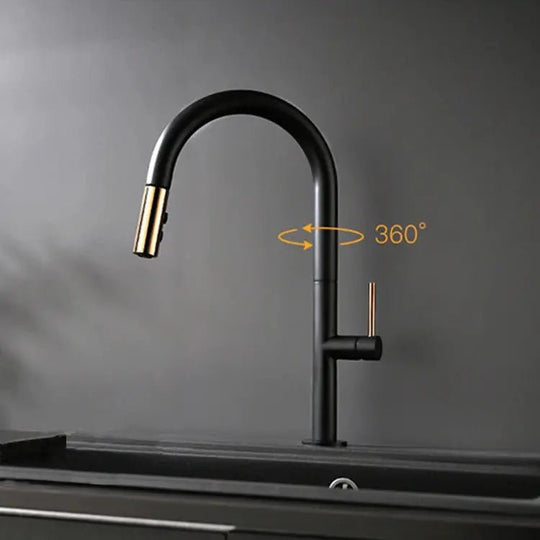 Smart Touch Kitchen Tap – Black Plated Solid Brass Mixer with Sensor Control - Smart Touch Kitchen TapBathroomLux