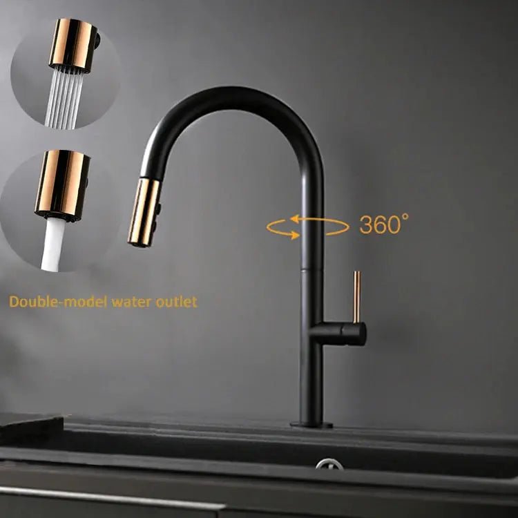 Smart Touch Kitchen Tap – Black Plated Solid Brass Mixer with Sensor Control - Smart Touch Kitchen TapBathroomLux