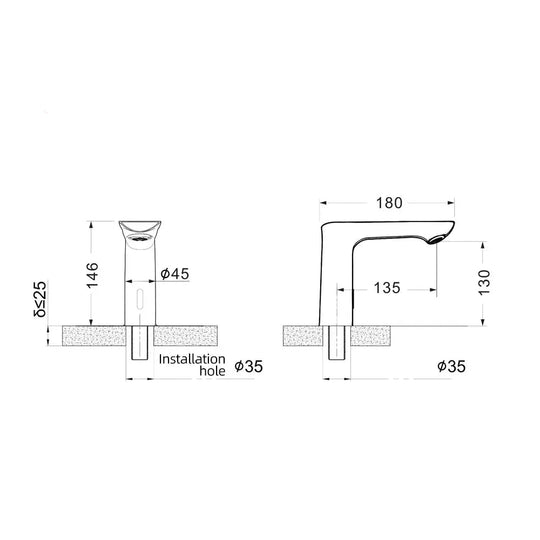 Smart Touchless Infrared Basin Tap – Single Hole Zinc Alloy - Smart Touchless Basin TapBathroomLux