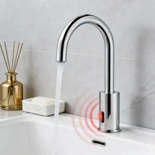 Smart Touchless Sensor Basin Tap – Single Hole Chrome - Touchless Sensor Basin TapBathroomLux
