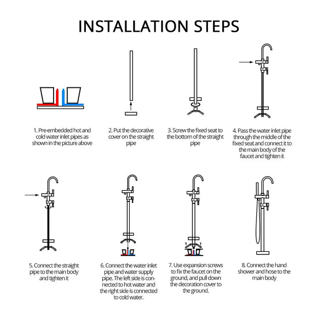 StandWave Freestanding Bathtub Faucet - 5 years Warranty - bathstandingBathroomLux