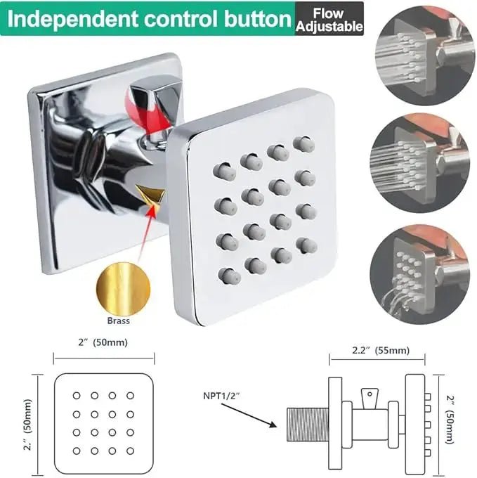 Thermostatic Rainfall Shower System with Body Jets – Clawfoot Shower Faucet Combo Set - Thermostatic Rainfall Shower SystemBathroomLux