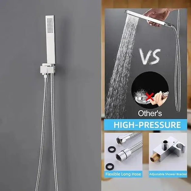 Thermostatic Rainfall Shower System with Body Jets – Clawfoot Shower Faucet Combo Set - Thermostatic Rainfall Shower SystemBathroomLux