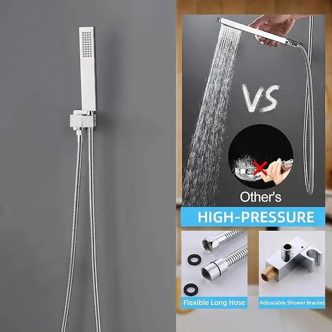 Thermostatic Rainfall Shower System with Body Jets – Clawfoot Shower Faucet Combo Set - Thermostatic Rainfall Shower SystemBathroomLux