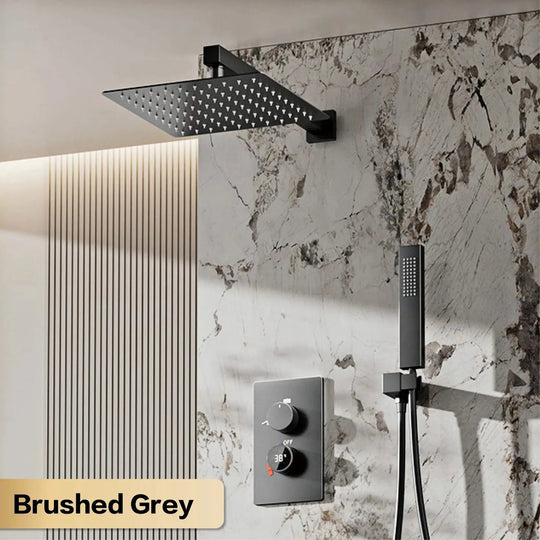 Thermostatic Shower System with LED, Rainfall & Anti - Scald Tech - Concealed Rain Shower SystemBathroomLux